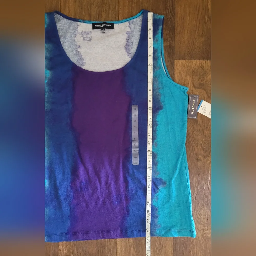 JNY Gauzy Open Top over Cotton Blend Tank Top, Women's XL, Blue & Purple Tie Dye - Picture 10 of 16